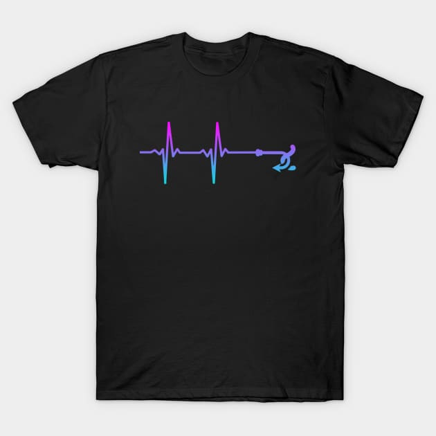 fishing hook heartbeat blue and pink T-Shirt by Dolta